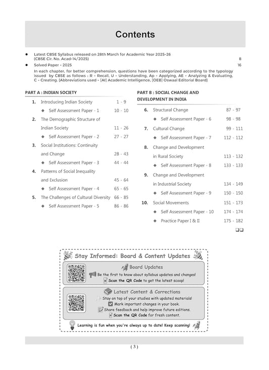 Oswaal CBSE Question Bank Chapterwise and Topicwise SOLVED PAPERS Class 12 Sociology For Exam 2026