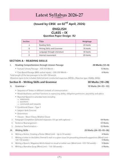 Oswaal CBSE English Question Bank Chapter-wise & Topic-wise Class 9 | Based on new NCERT Textbook Kaveri |Includes Summary, Competency-Based Question, Self-Assessment & Practice Papers | For R2 Level