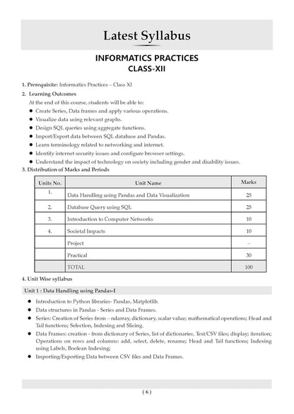 Oswaal CBSE Class 12 Informatics Practices Question Bank | Chapter & Topic-wise Solved Papers (2017–2026) | Based on Latest Syllabus (April 2026) | Includes 2026 Papers | For 2027 Exam