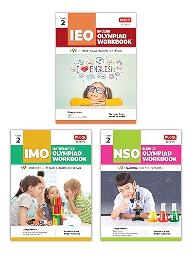 MTG NSO-IMO-IEO (Science, Mathematics & English) Olympiad Workbook Combo Class-2 (Set of 3 Books) | MCQs, Previous Years Solved Paper & Achievers Section - SOF Olympiad Preparation Books For 2024-25 Exam