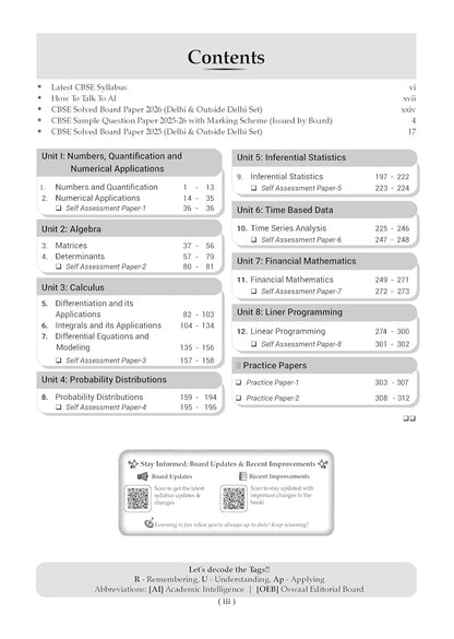 Oswaal CBSE Class 12 Applied Mathematics Question Bank | Chapter & Topic-wise Solved Papers (2017–2026) | Based on Latest Syllabus (April 2026) | Includes 2026 Papers | For 2027 Exam