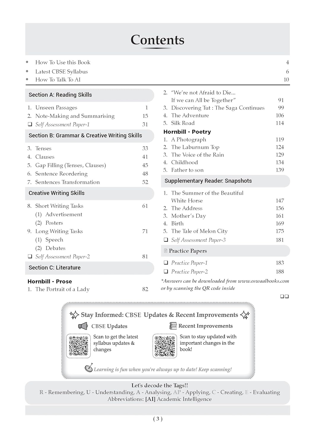 Oswaal CBSE Class 11 English Core Question Bank | Chapter & Topic-wise Solved Papers (2017–2026) | Based on Latest Syllabus (April 2026) | Includes 2026 Papers | For 2027 Exam