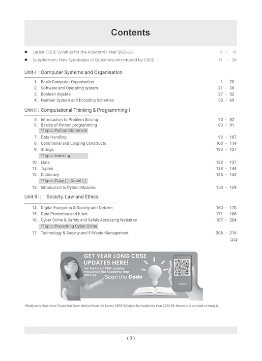 Oswaal CBSE Question Bank Class 11 Computer Science, Chapterwise and Topicwise Solved Papers For 2026 Exams