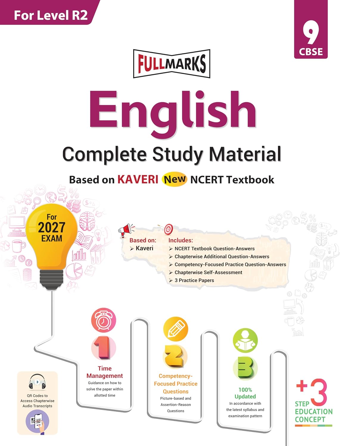 Full Marks English Complete Study Material for Class 9 | Based on New NCERT Textbook KAVERI | Includes Chapterwise Summary, Self-Assessment & Practice Papers | For Level R2