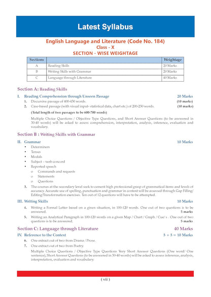 Oswaal CBSE Class 10 English Language & Literature Question Bank | Chapter & Topic-wise Solved Papers (2017–2026) | Based on Latest Syllabus (April 2026) | Includes 2026 Papers | | For 2027 Exam