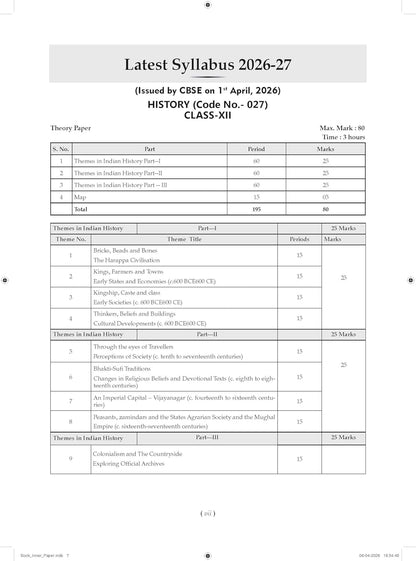 Oswaal CBSE Class 12 History Question Bank | Chapter & Topic-wise Solved Papers (2017–2026) | Based on Latest Syllabus (April 2026) | Includes 2026 Papers | For 2027 Exam