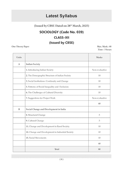Oswaal CBSE Question Bank Chapterwise and Topicwise SOLVED PAPERS Class 12 Sociology For Exam 2026