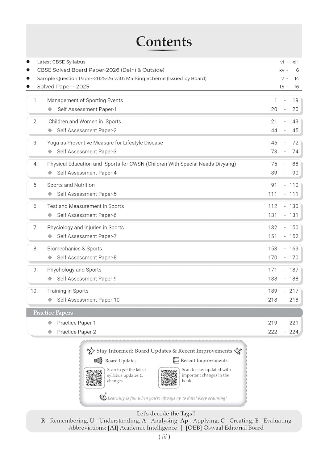 Oswaal CBSE Class 12 Physical Education Question Bank | Chapter & Topic-wise Solved Papers (2017–2026) | Based on Latest Syllabus (April 2026) | Includes 2026 Papers | For 2027 Exam
