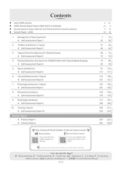 Oswaal CBSE Class 12 Physical Education Question Bank | Chapter & Topic-wise Solved Papers (2017–2026) | Based on Latest Syllabus (April 2026) | Includes 2026 Papers | For 2027 Exam