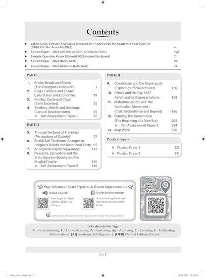 Oswaal CBSE Class 12 History Question Bank | Chapter & Topic-wise Solved Papers (2017–2026) | Based on Latest Syllabus (April 2026) | Includes 2026 Papers | For 2027 Exam