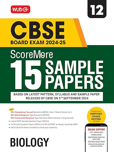 MTG CBSE Class 12 ScoreMore 15 Sample Papers Biology Book For 2025 Board Exam | Detailed Solutions of Each Chapter | Based on Latest CBSE Pattern & Syllabus