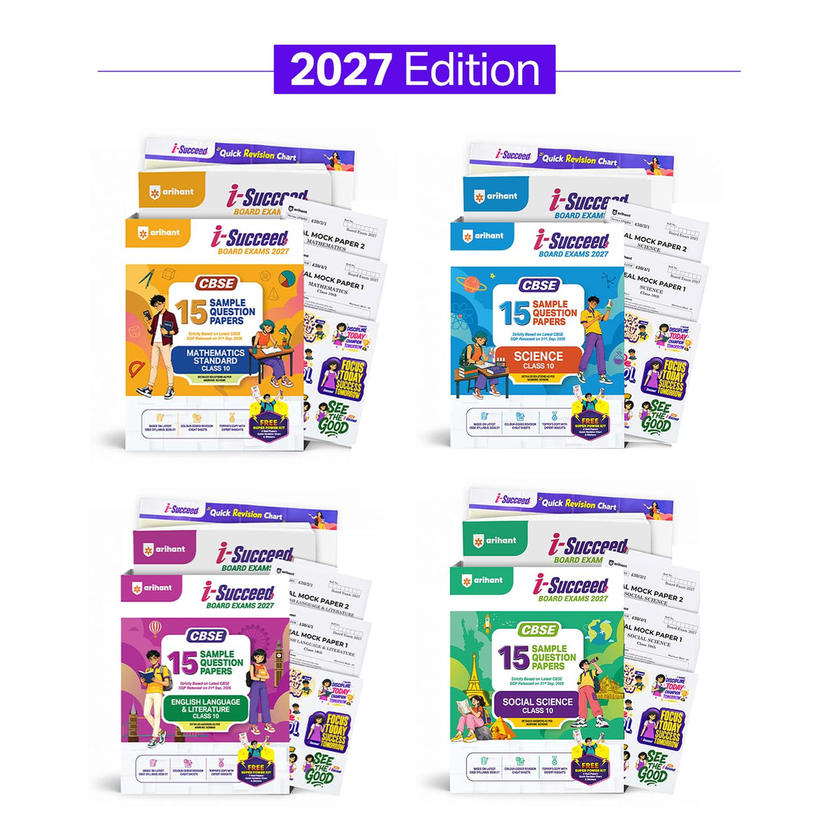 Arihant i-Succeed CBSE Sample Papers 2027 Class 10 Combo | Social Science, English Language & Literature, Science & Mathematics Standard | 60 Sample Question Papers,Toppers Copy | Free Super Power Kit