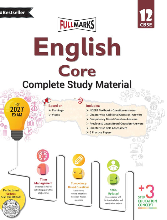 Full Marks English Core Complete Study Material Class 12 | Based on Flamingo, Vistas | Includes Chapterwise Summary, Solved Q/A, Practice Papers and More