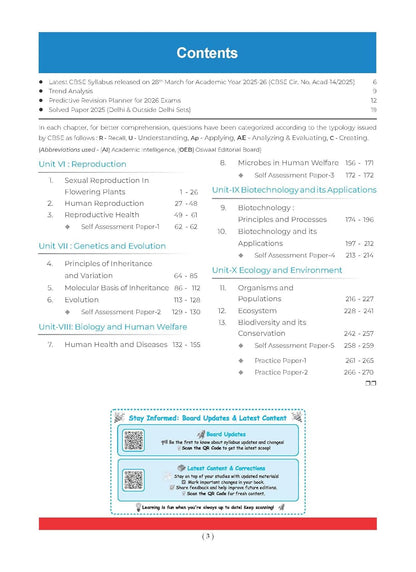 Oswaal CBSE Question Bank Chapterwise and Topicwise SOLVED PAPERS Class 12 Biology For Exam 2026