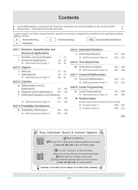 Oswaal CBSE Question Bank Chapterwise and Topicwise SOLVED PAPERS Class 12 Applied Mathematics For Exam 2026
