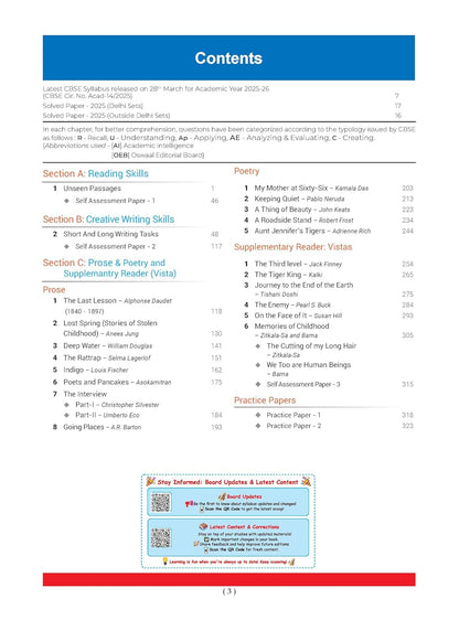 Oswaal CBSE Question Bank Chapterwise and Topicwise SOLVED PAPERS Class 12 English Core For Exam 2026