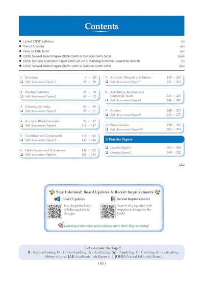 Oswaal CBSE Class 12 Chemistry Question Bank | Chapter & Topic-wise Solved Papers (2017–2026) | Based on Latest Syllabus (April 2026) | Includes 2026 Papers | For 2027 Exam