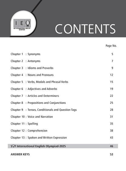 MTG International English Olympiad (IEO) Workbook Class 8 - Chapter-wise MCQs with Achievers Section - SOF Olympiad Books For 2026-27 Exam