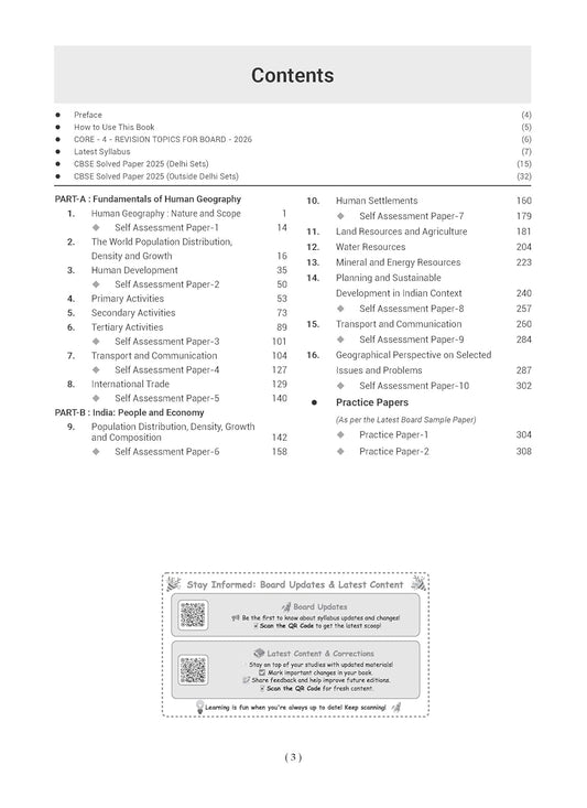 Oswaal CBSE Question Bank Chapterwise and Topicwise SOLVED PAPERS Class 12 Geography For Exam 2025-26