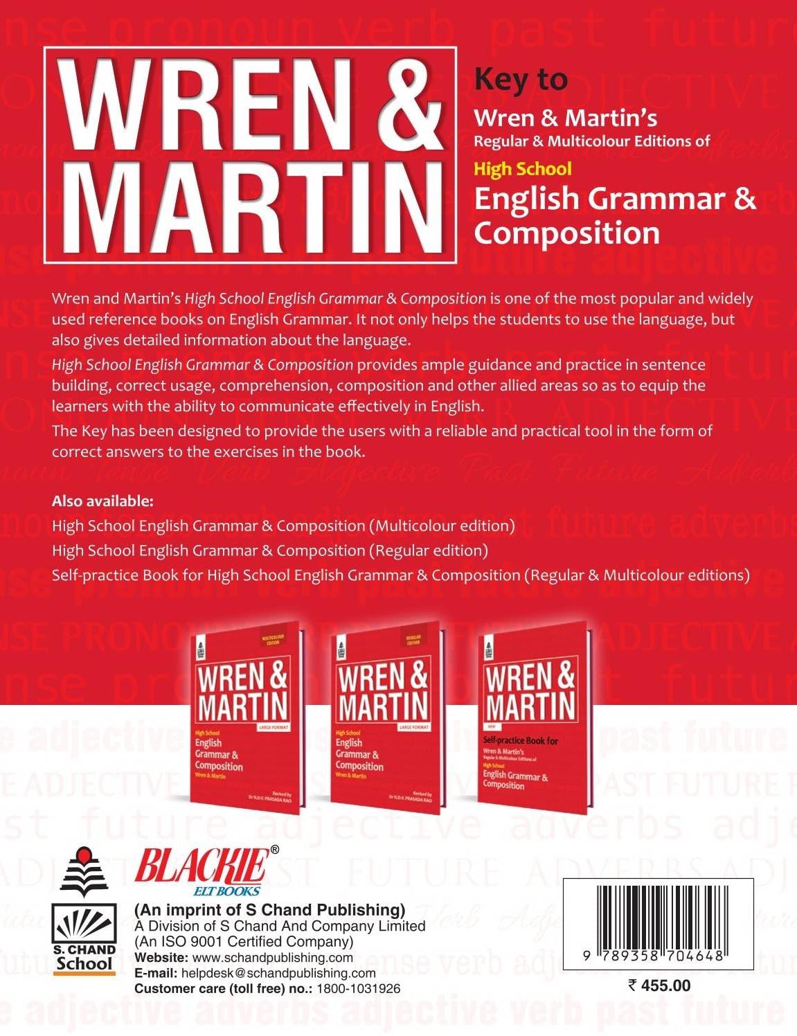 S Chand Wren & Martin's High School English Grammar & Composition – Regular Edition (2026 – 2027) | Exercises, Writing Skills, Vocabulary, Essays, Letters & Comprehension | Best Grammar Practice Book for Students - S Chand School Education