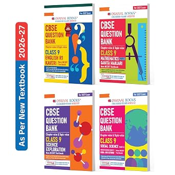 Oswaal CBSE Class 9 English R1/R2 (Kaveri), Mathematics Part-1 (Ganita Manjari), Science (Exploration) & Social Science Part-1 Question Bank Chapter-wise & Topic-wise (Set of 4 Books) | Based on NCERT