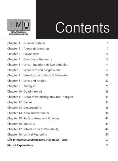 MTG International Mathematics Olympiad (IMO) Workbook Class 9 - Chapter-wise MCQs with Achievers Section - SOF Olympiad Books For 2026-27 Exam