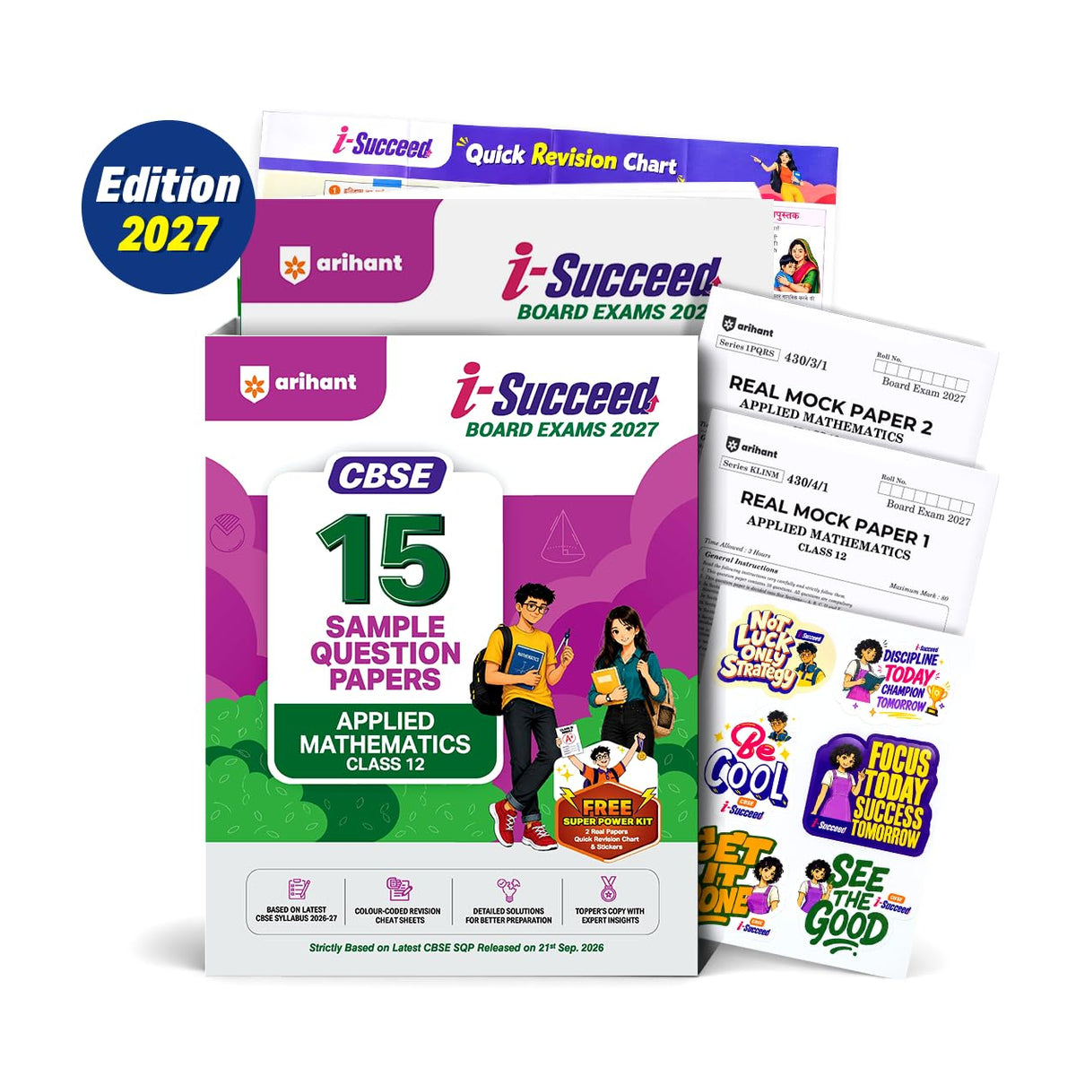 Arihant i-Succeed CBSE Sample Papers 2027 Class 12 Applied Mathematics | 15 Sample Question Papers | Colour-Coded Revision Cheat Sheets, Toppers Copy | Free Super Power Kit