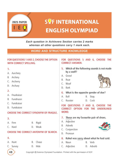 MTG International English Olympiad (IEO) Workbook Class 2 - Chapter-wise MCQs with Achievers Section - SOF Olympiad Books For 2026-27 Exam