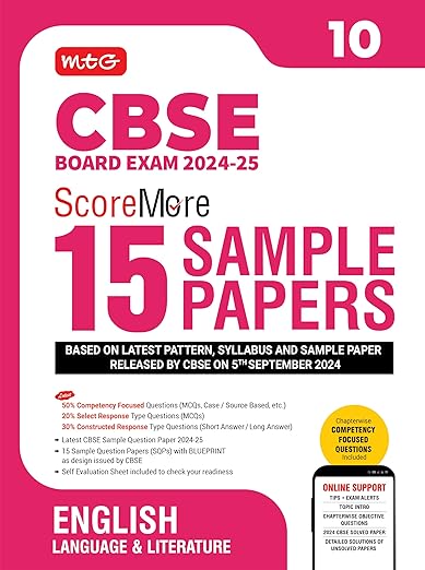 MTG CBSE Class 10 ScoreMore 15 Sample Papers English Language & Literature Book For 2025 Board Exam | Detailed Solutions of Each Chapter | Based on Latest CBSE Pattern & Syllabus 