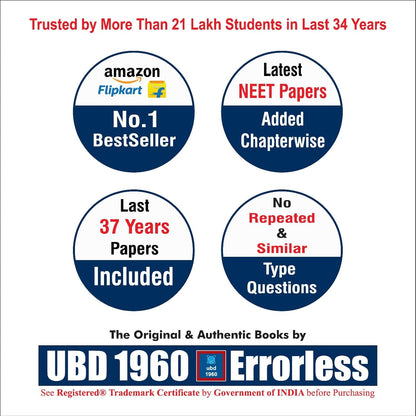 UBD1960 Errorless Biology for NEET as per NMC (Coloured Paperback+Smart E-book) Updated New Edition 2027 (2 volumes) Original Errorless Self Scorer with Trademark Certificate