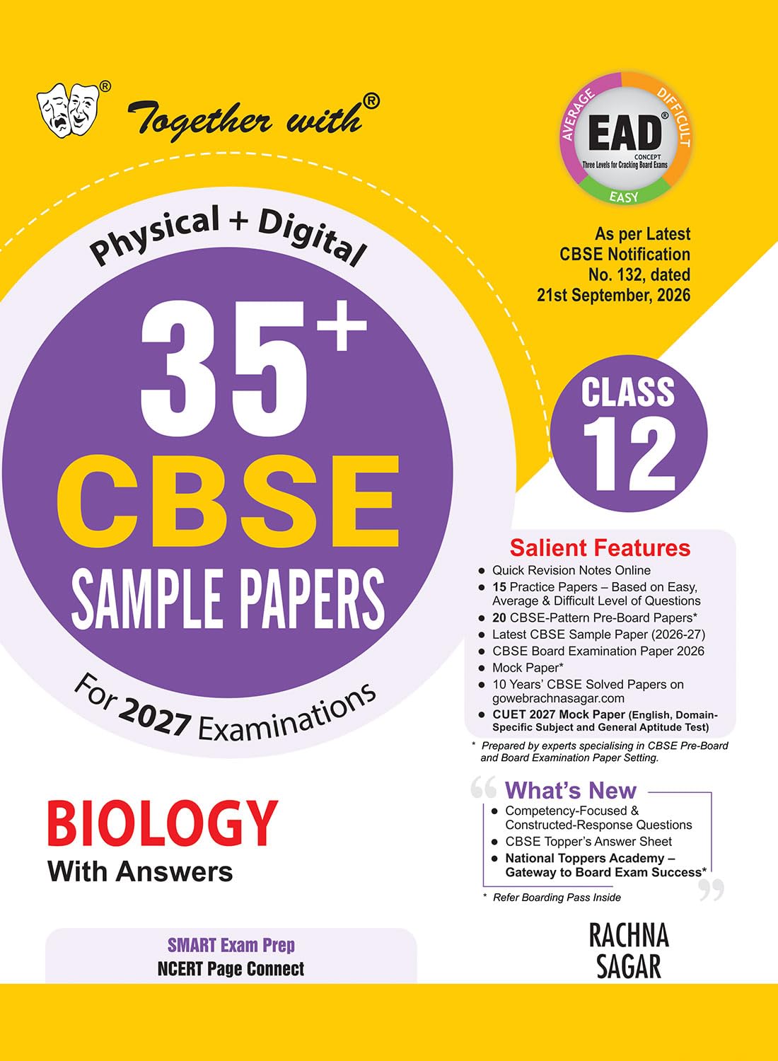 Together with 35+ CBSE Sample Papers Class 12 Biology 2026-27| 15 Easy Average Difficult (EAD) Sample Papers Physical + Digital Edition| As per SQP released on 21 Sep 2026 | CBSE Topper Sheet