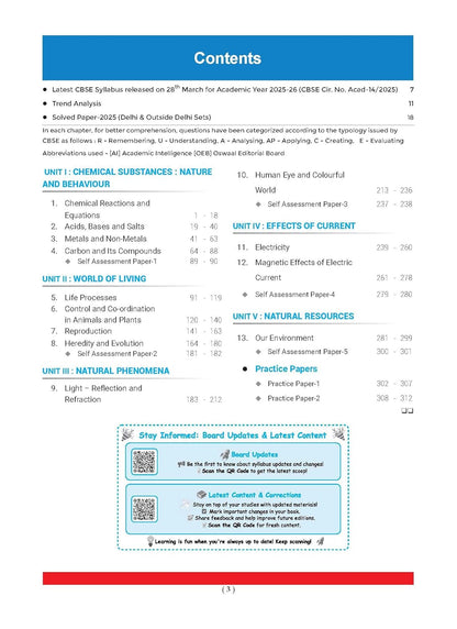 Oswaal CBSE Question Bank Chapterwise and Topicwise SOLVED PAPERS Class 10 Science For Exam 2026