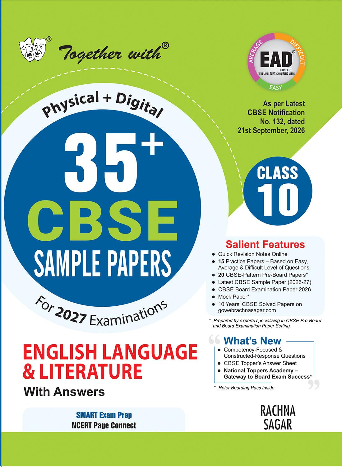Together with 35+ CBSE Sample Papers Class 10 English Language and Literature 2026-27|15 Easy Average Difficult(EAD)Sample Papers Physical + Digital ... SQP released on 21 Sep 2026|CBSE Topper Sheet