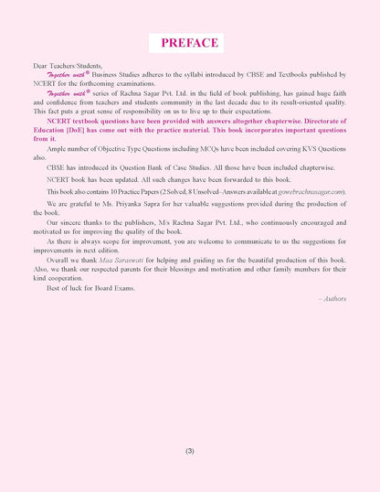 Together with CBSE Question Bank Class 12 Business Studies for 2025-26 Exam (Chapterwise & Topicwise)
