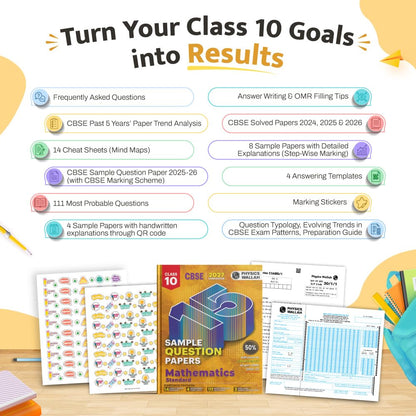 PW CBSE 15 Sample Question Papers Class 10 Maths (Standard) For 2027 Board Exam (New Pattern) | CBSE Like Question Booklet and Answer Sheets, Marking Stickers, Mind Maps, Most Probable Questions