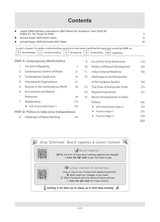Oswaal CBSE Question Bank Chapterwise and Topicwise SOLVED PAPERS Class 12 Political Science For Exam 2026