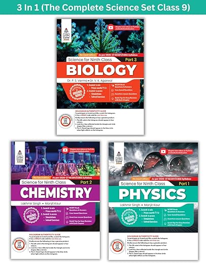 Lakhmir Singh Science Class 9 (PCB Combo) – 3 Book Set (Physics, Chemistry, Biology) | All in One Science Class 9 | NCERT Book Questions & Answers | Papers & Exercises – For (2026-27) Exams