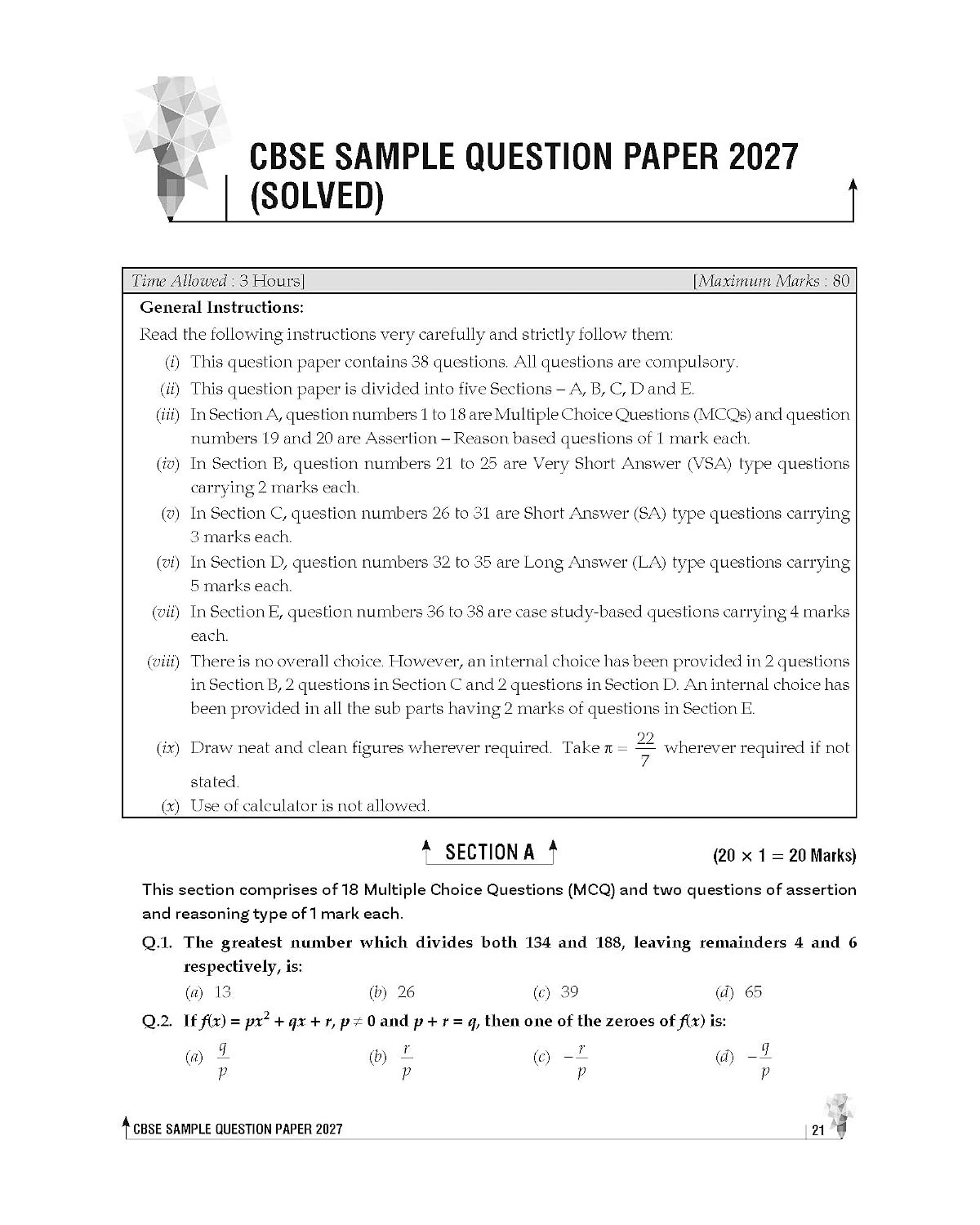 U Like CBSE Class 10 Sample Paper 2027 Mathematics Basic - 15 Sample Papers with Solutions, Important Concepts and CBSE Sample Question Paper 2027