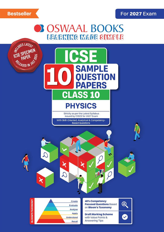 Oswaal ICSE | 10 Sample Question Papers | Class 10 | Physics (For 2027 Exam) | Includes–Board Paper 2026 & Specimen 2027 | With On Tips Notes, Mind Maps & Oswaal AI