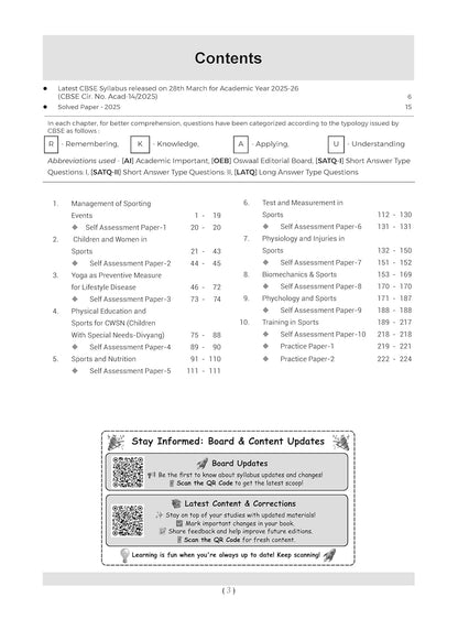 Oswaal CBSE Question Bank Chapterwise and Topicwise SOLVED PAPERS Class 12 Physical Education For Exam 2026