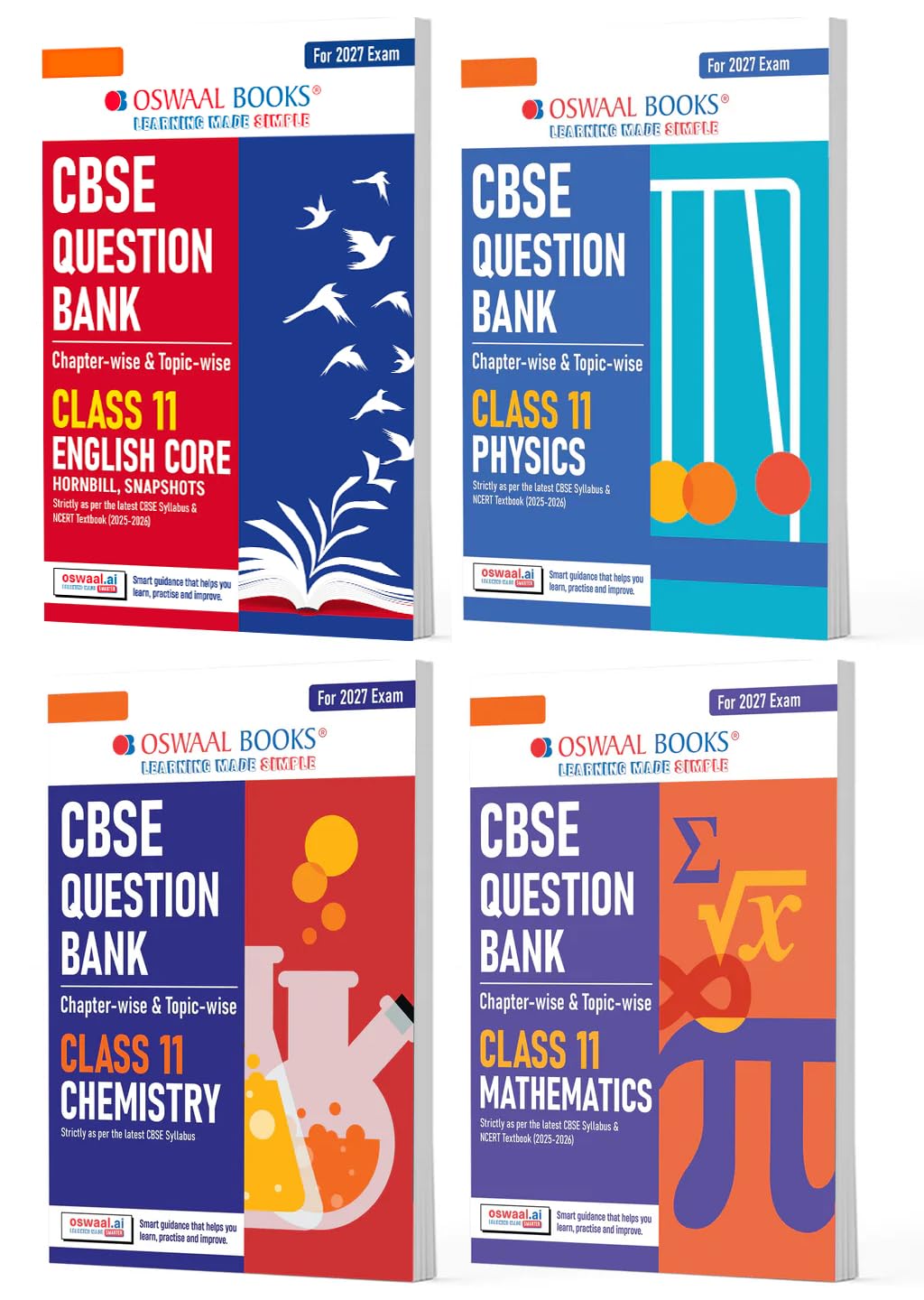 Oswaal CBSE Question Bank (Set of 4 Books) English Core, Physics, Chemistry and Maths Chapter-wise & Topic-wise Class 11 For 2027 Exam with Competency Based Questions & Comprehensive NCERT coverage