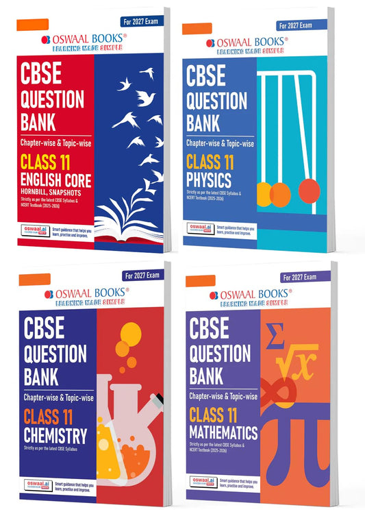 Oswaal CBSE Question Bank (Set of 4 Books) English Core, Physics, Chemistry and Maths Chapter-wise & Topic-wise Class 11 For 2027 Exam with Competency Based Questions & Comprehensive NCERT coverage
