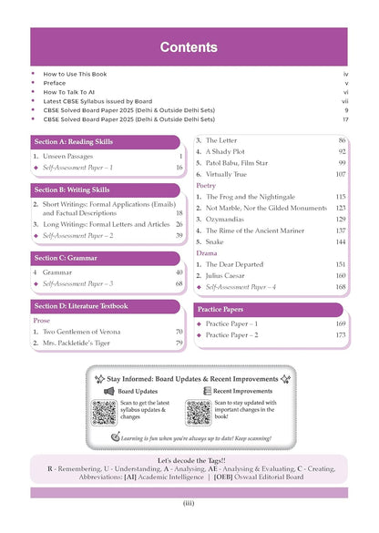 Oswaal CBSE Class 10 English Communicative Question Bank | Chapter & Topic-wise Solved Papers (2017–2026) | Based on Latest Syllabus (April 2026) | Includes 2026 Papers | For 2027 Exam