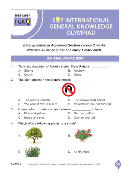 MTG International General Knowledge Olympiad (IGKO) Workbook Class 2 - Chapter-wise MCQs with Achievers Section - SOF Olympiad Books For 2026-27 Exam