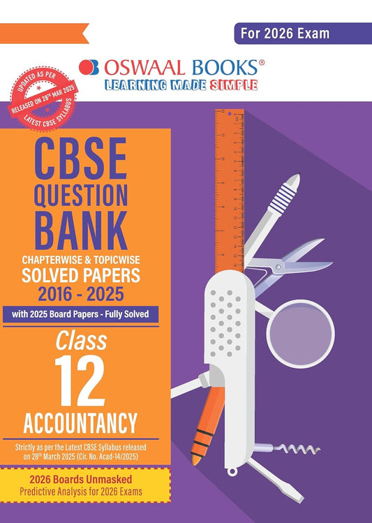 Oswaal CBSE Question Bank Chapterwise and Topicwise SOLVED PAPERS Class 12 Accountancy For Exam 2026