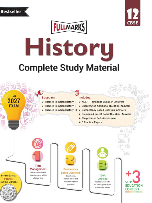 Full Marks History Complete Study Material Class 12 | Based on Themes in Indian History-I, Themes in Indian History-II, Themes in Indian History-III | Includes Chapterwise Summary, Solved Q/A, Practice Papers and More