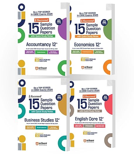 Arihant I-Succeed CBSE Sample Paper Class 12th (2024-2025) Accountancy, Economics, Business Studies & English Core | Combo Set of 4 Books for Exam 2025