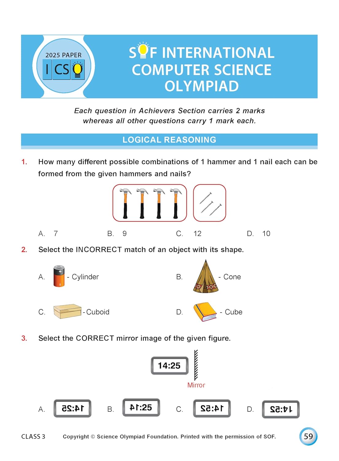 MTG International Computer Science Olympiad (ICSO) Workbook Class 3 - Chapter-wise MCQs, Quick Recap with Achievers Section - SOF Olympiad Books For 2026-27 Exam