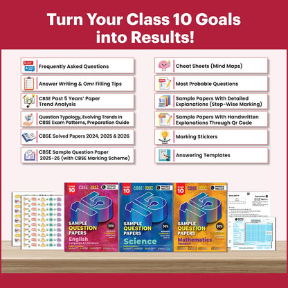 PW CBSE 15 Sample Question Papers Class 10 Science, Maths Standard and English For 2027 Board Exam (New Pattern) | CBSE Like Question Booklet and Answer Sheets, Marking Stickers