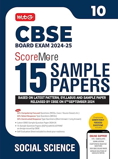 MTG CBSE Class 10 ScoreMore 15 Sample Papers Social-Science Book For 2025 Board Exam | Detailed Solutions of Each Chapter | Based on Latest CBSE Pattern & Syllabus